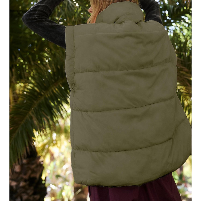 Жіноча пухова жилетка Ainangua з коміром-стійкою, блискавкою, без рукавів, тепла, зимова, легка, утеплена, оливковий (S)
