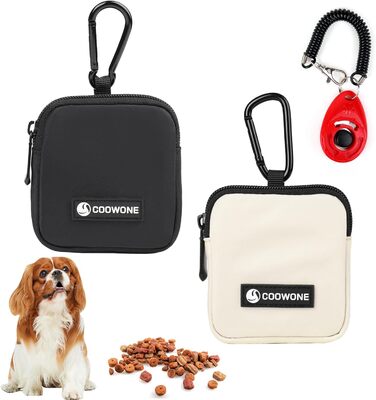 Сумка для ласощів для собак COOWONE з кликером, водонепроникна, з тримачем для пакетів, чорно-бежева