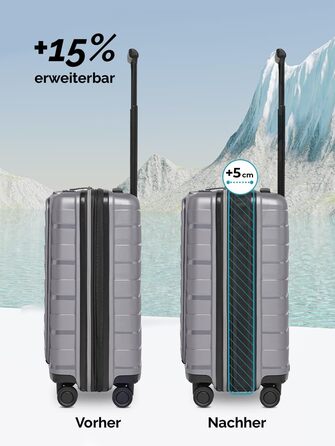 Чемодан середнього розміру з жорстким корпусом | Розкладний валіза-тележка 45 x 27 x 66 см з високоякісного поліпропілену | Унісекс, вага 3,7 кг | Подвійні колеса & TSA-замок (для подорожей) | Відсік для ноутбука (55 см)