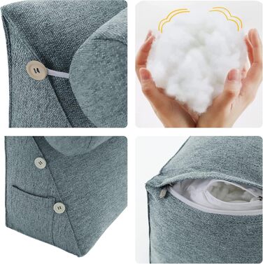 Подушка для спини, трикутна подушка для попереку, підголовник, подушка для ліжка, спинка для дивану, велика подушка для спини сірого кольору, Ployester, 60 см