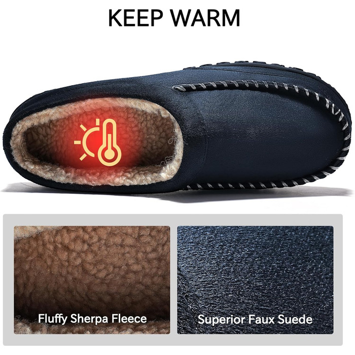 Чоловічі тапочки Hausschuhe з піною Memory Foam, зимові мокасини, теплі сліпони, розмір 40-47, 42/43 EU, блакитні