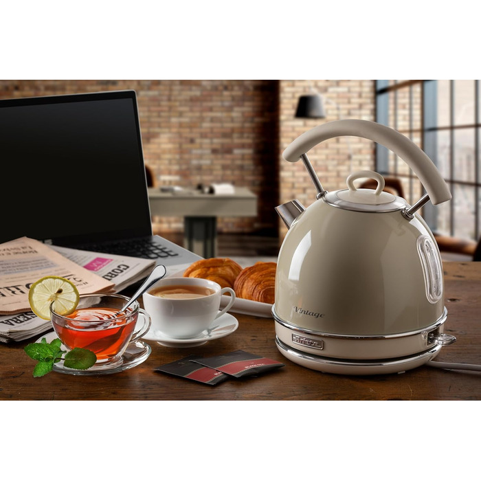 Ariete Vintage Electric Kettle - 1.7L, 2000W - Green/Beige