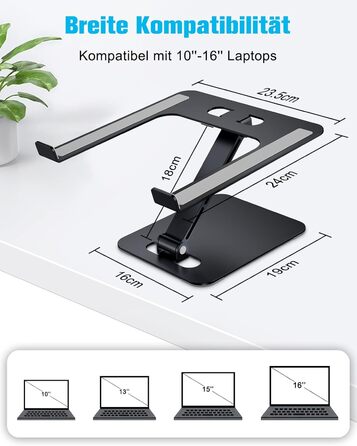 Підставка для ноутбука Babacom, регульована висота, складна, з алюмінієвого сплаву, ергономічна, з вентиляцією, сумісна з MacBook, 10-16