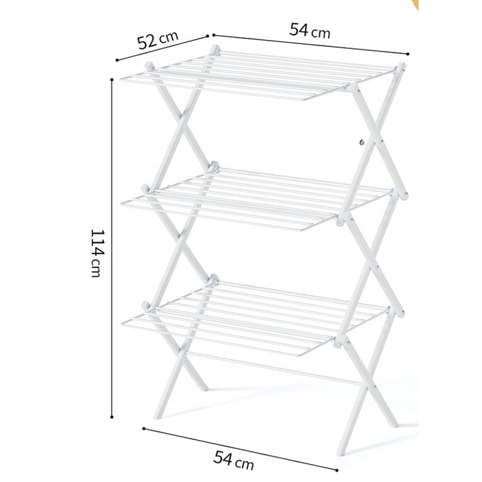 Металева складана сушарка для одягу, 3 рівні, біла — зручність у кожній деталі