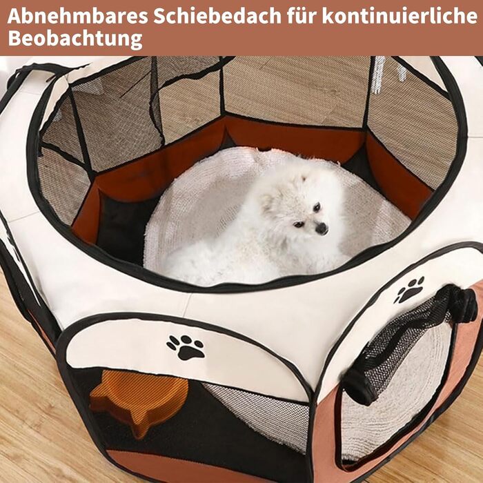 Вольєр для цуценят, вольєр для собак, вольєр для котів, клітка для кроликів, 114 x 114 x 58 см (Колір: Curry)