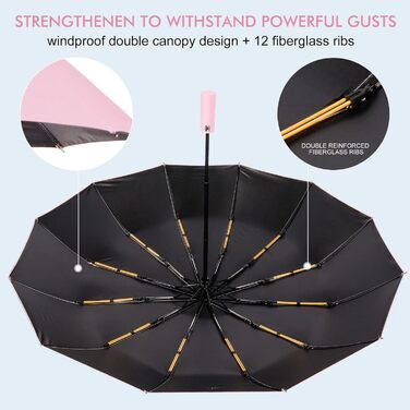 Зонт LAMA: Стійкий до вітру, автоматичний, 105 см, 12 спиць, нейлон, анти-UV, рожевий