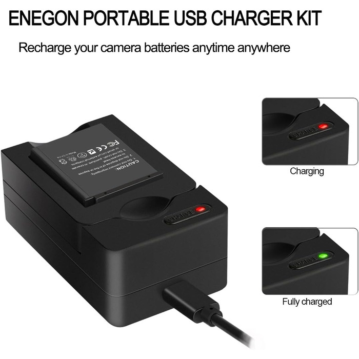 ENEGON Акумулятор Olympus/Nikon/Fujifilm (2 шт) + Зарядний пристрій Rapid Dual USB для Li-40B, Li-42B, EN-EL10, NP-45/50, INSTAX Mini 90