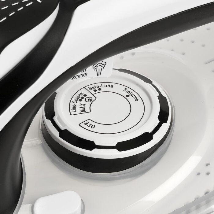 Праска відпарювач Ferrari Ermes G40021: 2500 Вт, керамічна підошва, 340 cc, 150 г/хв, самоочищення, захист від накипу та протікання, 51 мікроотвір, білий/чорний/сірий