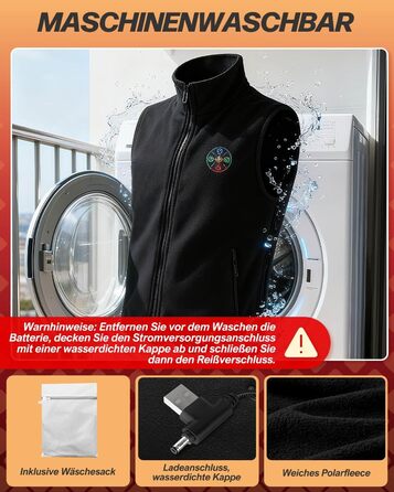 Електрична гріюча жилетка з підігрівом для жінок та чоловіків, 5V/7.4V, 20000mAh, 10 зон нагріву, 3 температурні режими, для велоспорту, активного відпочинку, роботи на вулиці, кемпінгу, розмір L, чорна