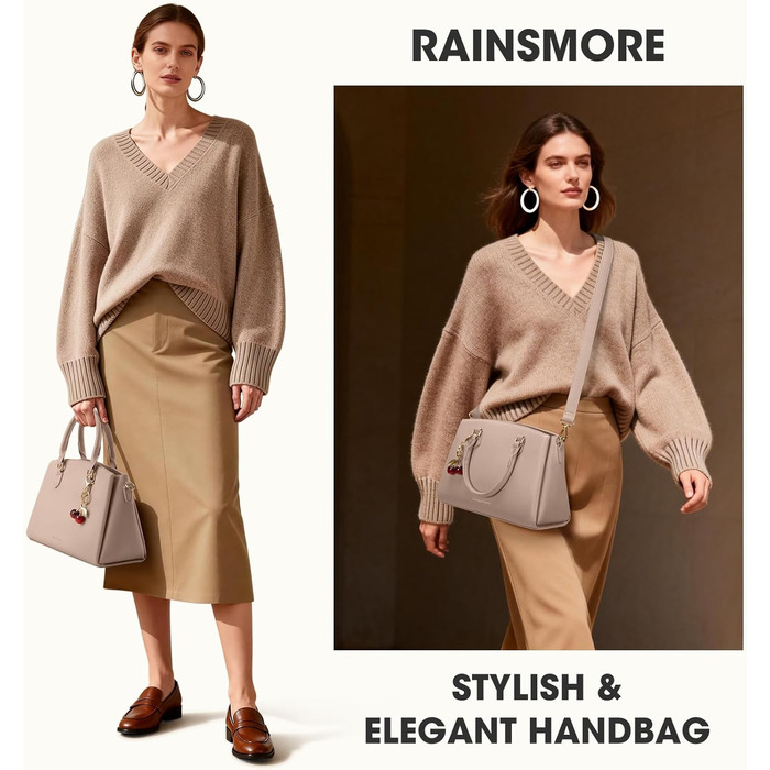 Сумка жіноча RAINSMORE середнього розміру з PU шкіри, хакі. Для планшета 11