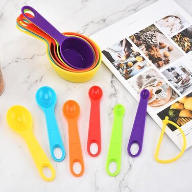 12-Piece Baking Tool Set for the Kitchen, Measuring Spoons, Plastic Measuring Cups with Scale, Measuring Cup for Milk, Coffee Spoons, Kitchen Utensils