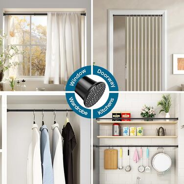 Штанга для душу без свердління AIZESI, 80-160 см, чорна, 1 шт. - регульована телескопічна штанга для вікна, шафи, ванної кімнати