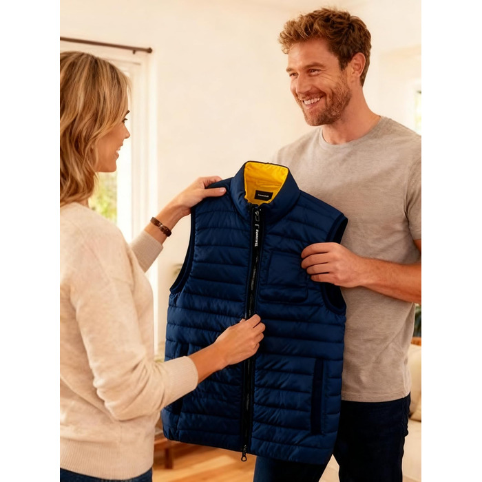 Чоловіча степкова жилетка Krumba для зими: тепла жилетка з утеплювачем для прогулянок, вихідних та активного відпочинку (3XL, темно-синій)