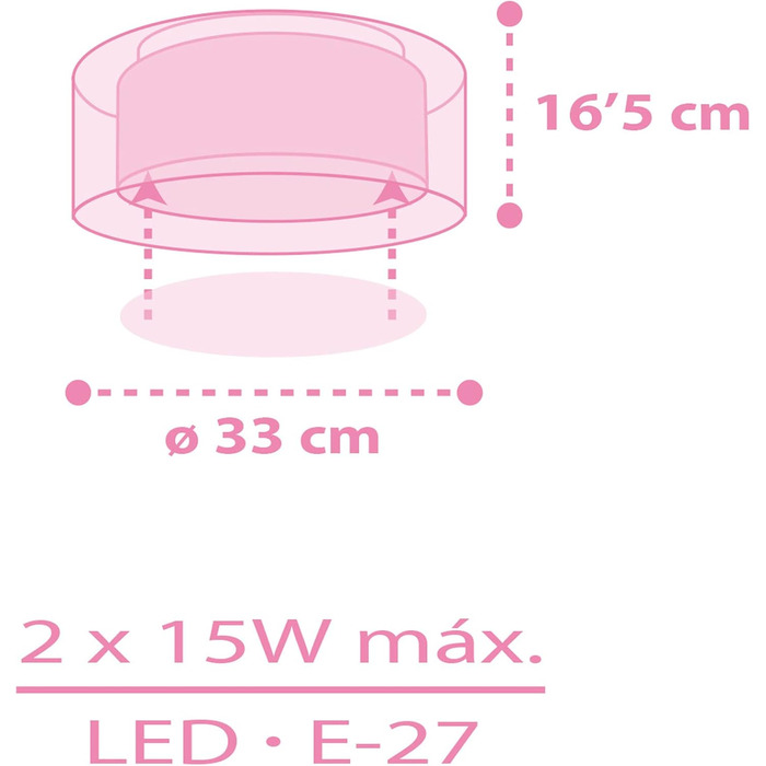Dalber Ceiling Light for Children, Unicorns, Animals, Unicorns, Children's Room Ceiling Lamp, Pink