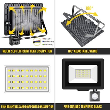 20000LM LED Floodlight Outdoor with Motion Sensor LED Spotlight 6000K Cold White IP66 Waterproof LED Outdoor Floodlight Floodlight for Garage, Hallway, Garden, Courtyards, Hotel, Sports Field (6000K Cold White, 30W)