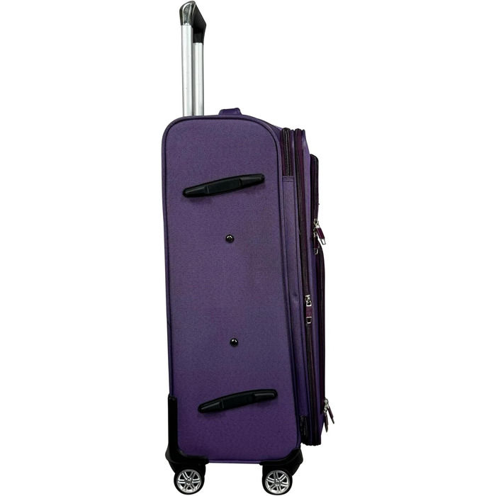 Чемодан-валіза на колесах з тканини, розширюваний, з подвійними колесами (M/L/XL/XXL або набір 4 шт.), м'яке багаж (фіолетовий, ручна поклажа (55 см))