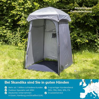 Skandika Camping Shower Tent | Changing Tent with 210cm Height, Silver-Coated, Private, Separate Ground Sheet, Coverable Window with Mosquito Net, Shower Attachment | Toilet Tent (Quick Setup)