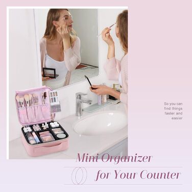 Косметичка для макіяжу, органайзер для подорожей, рожева