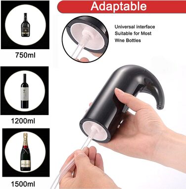 Electric Wine Aerator Pourer, Portable One-Touch Wine Decanter and Wine Dispenser Pump for Red and White Wine Multi-Smart Automatic Wine Oxidation Dispenser, USB Rechargeable