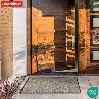 Килимок для підлоги Floordirekt Rhine - миючий, з високою зносостійкістю, з антиковзним покриттям - килимок для вхідної зони (Sparrow), кольор Ocher-black (Meliert), 80 x 120 см