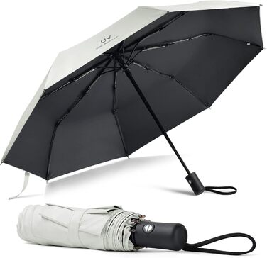 Візон Парасолька чоловіча/жіноча, автоматична, стійка до вітру, 210T тефлонове покриття, легка, міцна, колір слонова кістка