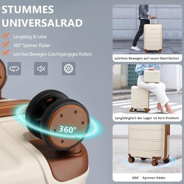 Набір валіз Joyway 5шт з жорстким корпусом, 4 колеса та TSA-замок. В комплекті: косметичка та сумка. Колір: білий/коричневий