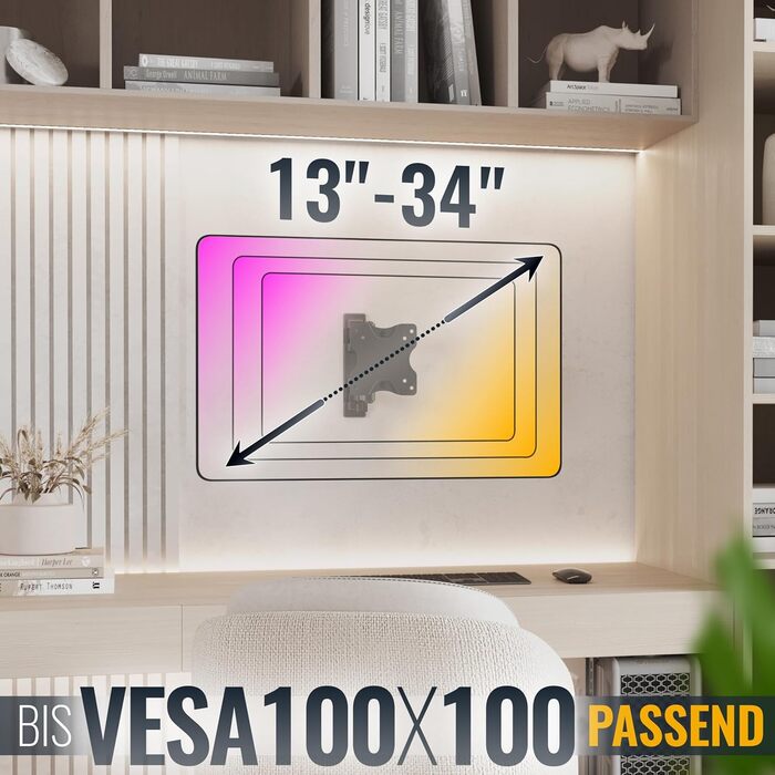 Настінне кріплення для монітора/телевізора RICOO S3911 13-34 дюйми, поворотне, VESA 75x75/100x100