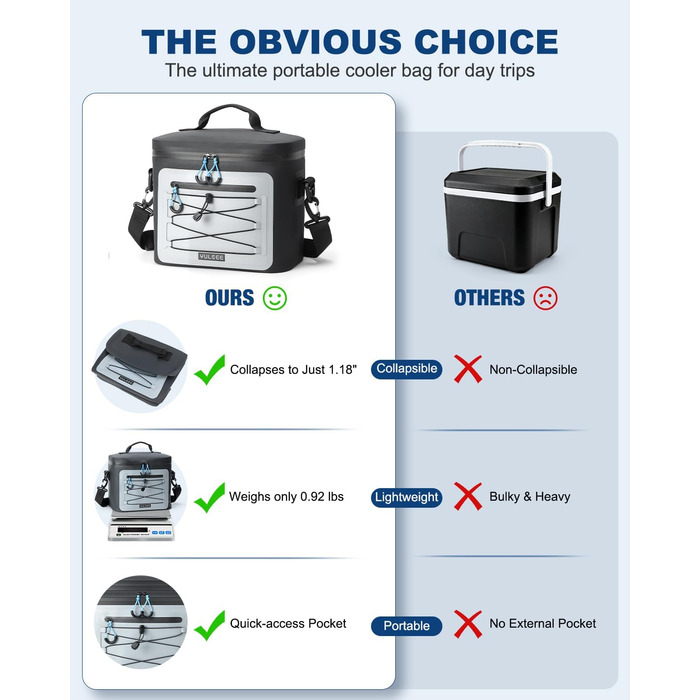 Чорна ізольована сумка-холодильник 24L для пікніків, пляжу, кемпінгу та транспортування продуктів