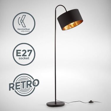 Стійка лампа B.K.Licht Vintage з підсвічуванням, регульований абажур, чорно-золота, 25x145 см