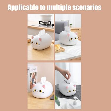 BSTCAR Tissue Box Cat 22x16x13cm Kawaii Cat Tissue Box Bathroom, Living Room, Bedroom, Car and Office White