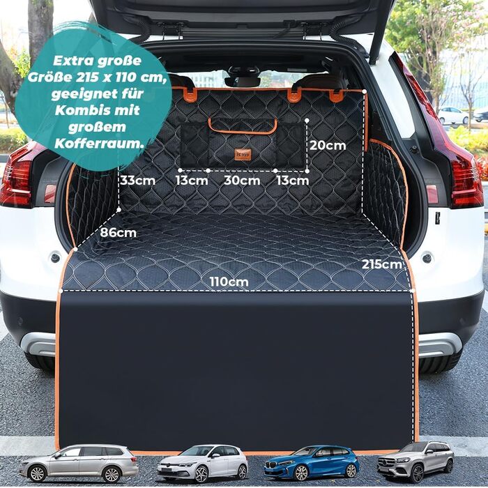 Захисна ковдра для собак у багажник авто KYG, 215x110 см, водовідштовхувальна, антикіготкові властивості, універсальна