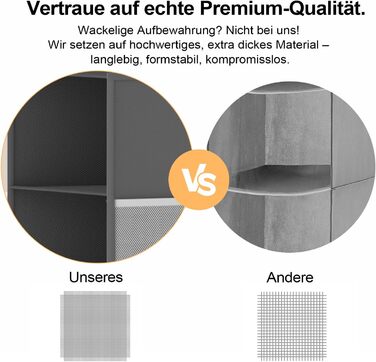 Організатор для шафи Extra Tief - 6-ярусний з 4 кишенями з сітки, для зберігання речей, ідеальний для студентів та кемпінгу (Сірий)