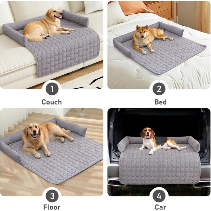OKYUK Лежанка для собак, зручна лежанка-кошик, диванчик для собак, чохол для дивана, ручне прання, нековзний, підходить для собак з довгою шерстю (темно-сірий, L 75 x W 75 x H 13 см) (75 x 75 x 10 см, шнур світло-сірий)