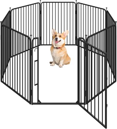 Вольєр для цуценят Yaheetech 8-секційний, 80 см, з замком, захист від подряпин, міцні металеві прути, для дому та саду