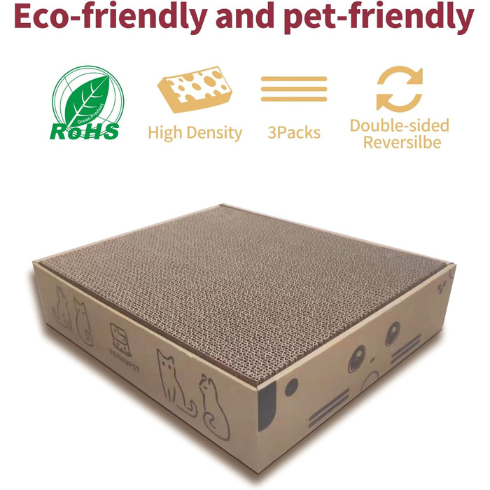 Набір когтеточок для котів (3 шт.): велика когтеточка з будиночком, довговічна двостороння гофрокартонна поверхня, іграшка для дому, безпечна та чиста