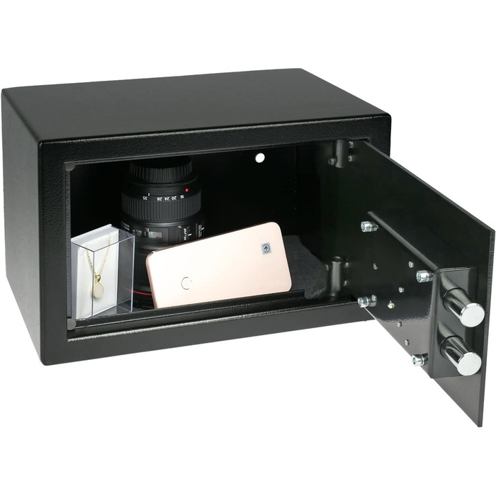 Меблевий сейф HMF 49200-02 Safe Tresor з ключем, чорний, 31x20x20 см