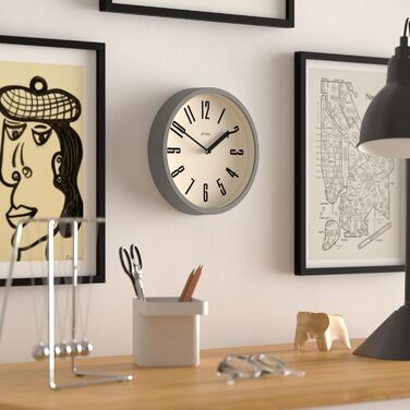 JONES CLOCKS® Hot Tub Wall Clock | Small Retro Round Clock | 20cm | Easy-to-read numbers | Ideal for kitchen, office, kids' room or any small space (Gray)