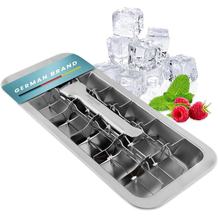 Dreiklang - be smart® Polished 18/8 Stainless Steel Ice Cube Mold with Lever for Effortless Removal | Food-Safe & Durable Ice Cube Maker | Plastic-Free Ice Cube Containers Large | Ice Cube