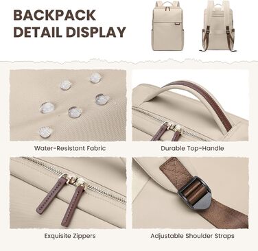 Рюкзак для ноутбука 16 дюймів, водонепроникний, для чоловіків та жінок, для подорожей, школи, велосипеда та повсякденного використання, кольору абрикос