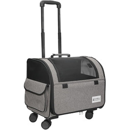 Чемодан для собак та котів Galatée з колесами, переноска для тварин, схвалена авіаперевозниками, складна переноска з дихаючою сіткою, візок для домашніх тварин (білий/сірий)
