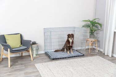 Тріксі переносна будка для собак Home – XL: 116 × 86 × 77 см – складана переноска з 2 дверцятами та надійними засувами, зцинкована транспортна переноска зі стабільною піддоном для дому та подорожей – 3926 L 79 x B 15 x H 118 см срібна