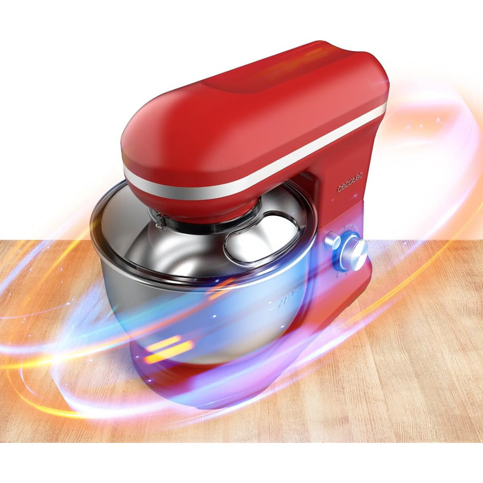 Кухонний комбайн Cecotec Cecomixer 250W з чашею з нержавіючої сталі, 3L, 5 функцій (місити, збивати, перемішувати, монтувати, емульгувати), 6 швидкостей, колір: червоний