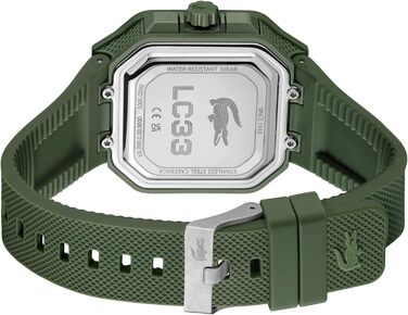 Годинник Lacoste LC33 Square силіконовий, зелений - кварцовий механізм