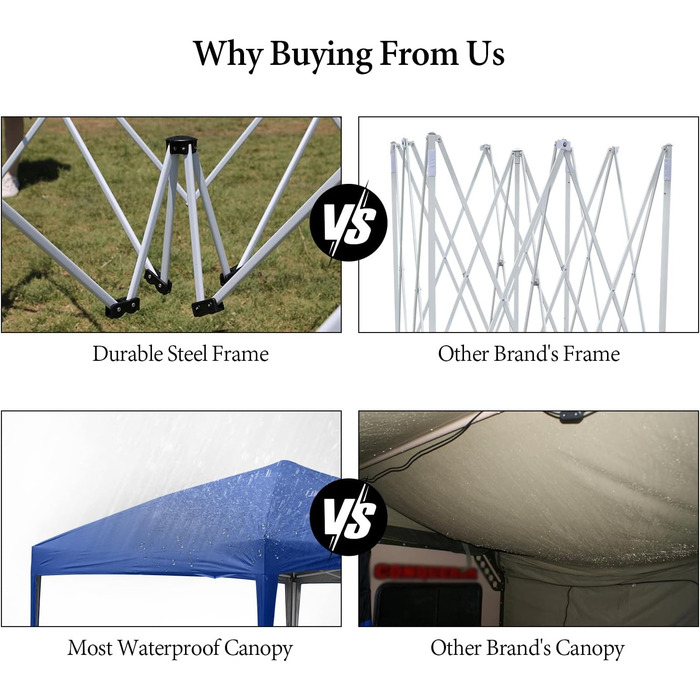 CLIPOP Pop Up Pavilion 3 x 3 m, Outdoor Folding Pavilion with 4 Side Walls and Carry Bag, UV Protection Garden Pavilion for Wedding, Outdoors, Camping, Beach