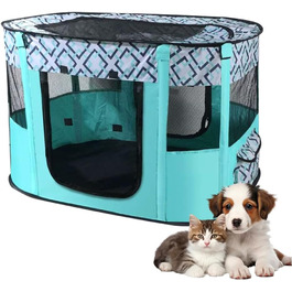 Клітка-манеж для цуценят та домашніх тварин, 70x55x40 см, водовідштовхуюча, для собак, кроликів, котів та морських свинок, для дому та вулиці (зелене решітка)