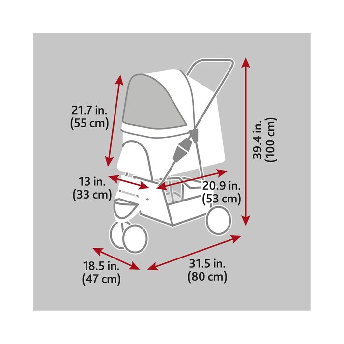 Візок для собак TRIXIE, чорний, до 11 кг, 47x100x80 см, 4,6 кг - 28958