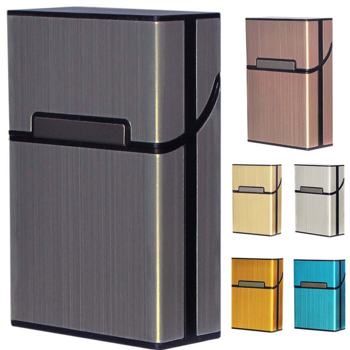 Елегантне шкіряне екіпаж для сигарет на 20 шт. з магнітною застібкою (сірий)