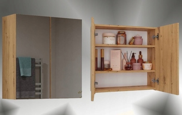 Підвісна шафа у ванну кімнату з дзеркалом над умивальник, Дуб Artisan