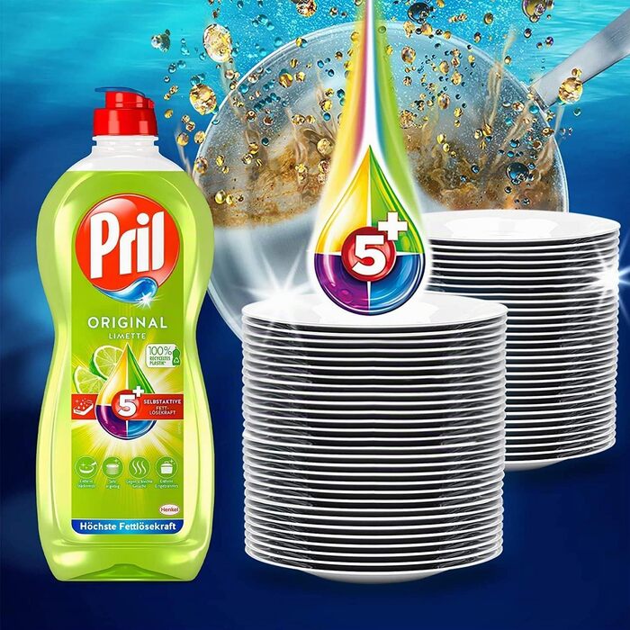 Засіб для миття посуду Pril 5 Plus Original Limette з активною формулою проти жиру, 675 мл (набір 14 шт)