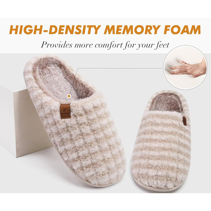 Чоловічі халати-тапочки COFACE з піною для відпочинку, теплі, з вовняної тканини, пухнасті, з антиковзною гумовою підошвою, розмір 40-49 (41 EU, бежевий, пухнастий)